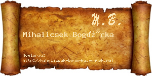 Mihalicsek Bogárka névjegykártya